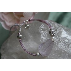 Armband zart-violett, Buddhaperle, silber 